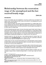 Relationship between the reservation wage of the unemployed and the last received hourly wage